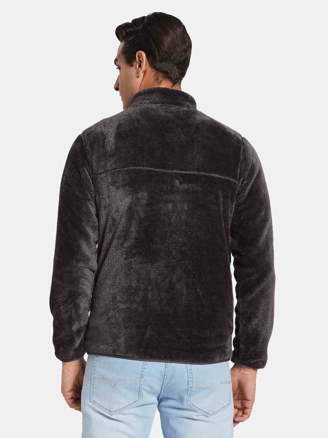 Octave Men Solid Mandarin Collar Sweatshirt