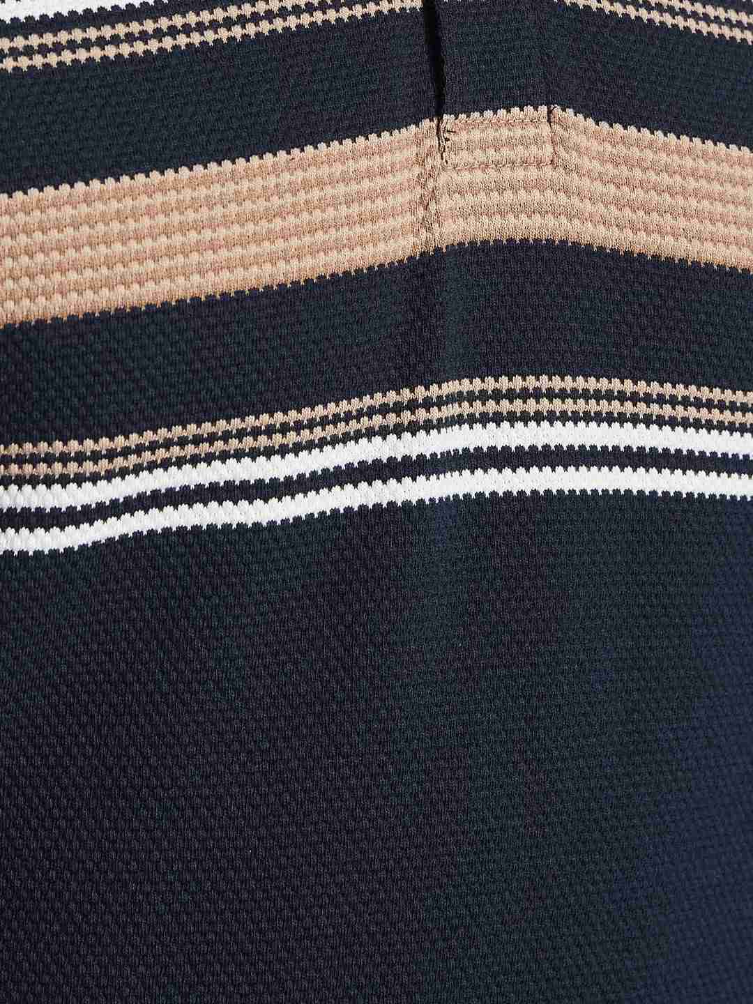 METTLE Men Striped Polo Collar T-shirt