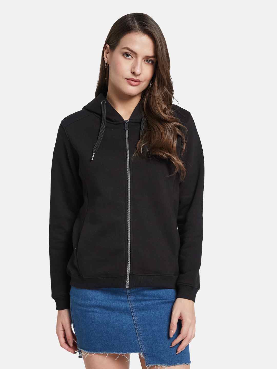 METTLE Women Hooded Front-Open Sweatshirt
