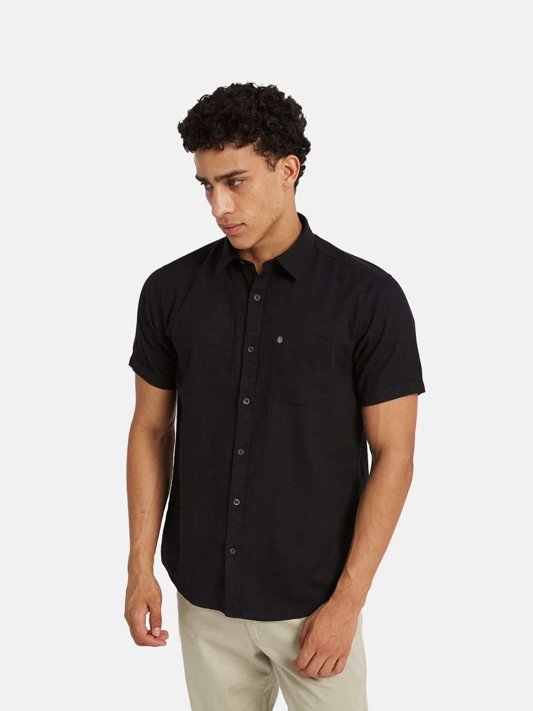 METTLE Spread Collar Cotton Casual Shirt