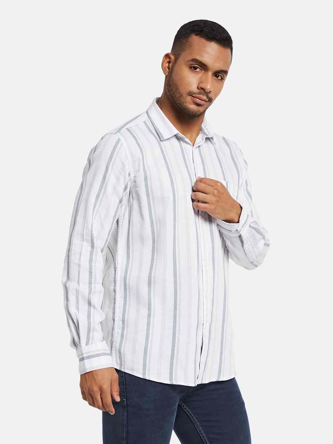METTLE Men Multi Stripes Opaque Striped Casual Shirt