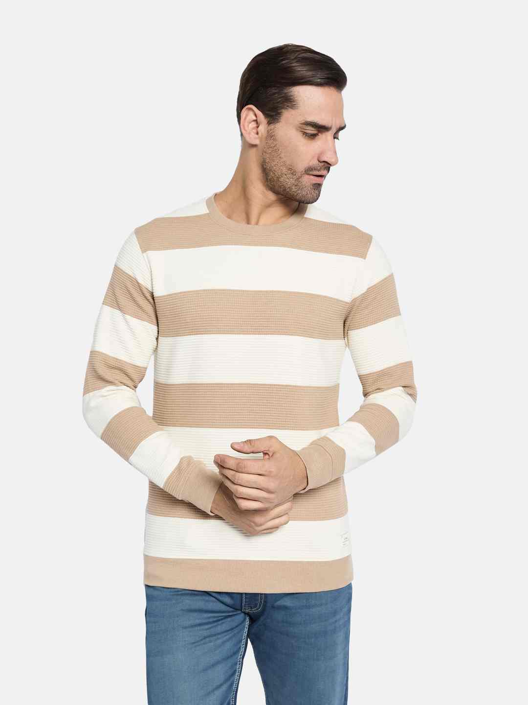Octave Men Striped Sweatshirt