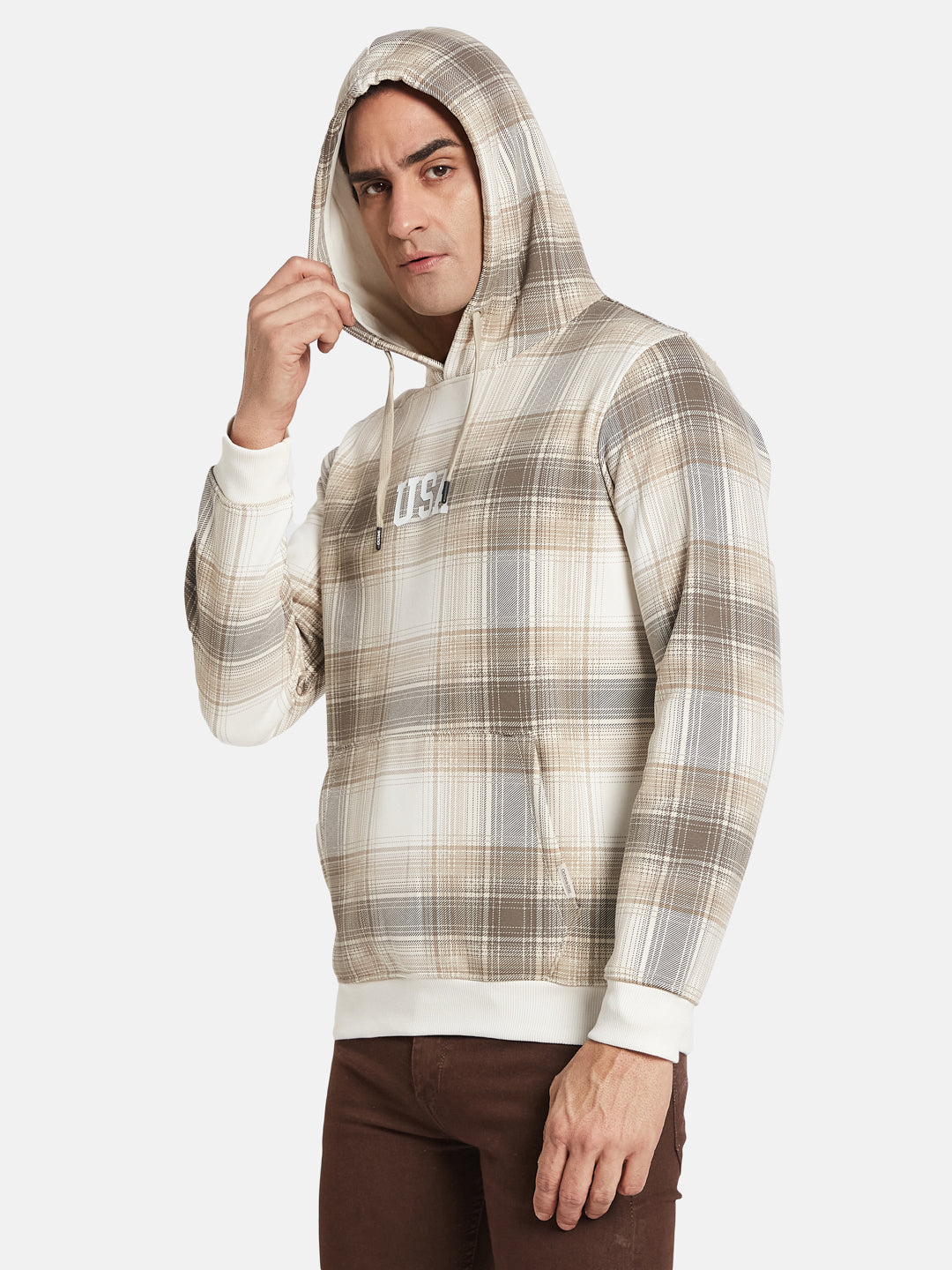 Octave Men Colourblocked Hooded Sweatshirt