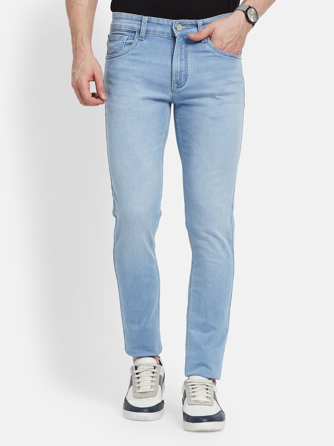Octave Men Straight Fit Mid-Rise Light Fade Stretchable Jeans