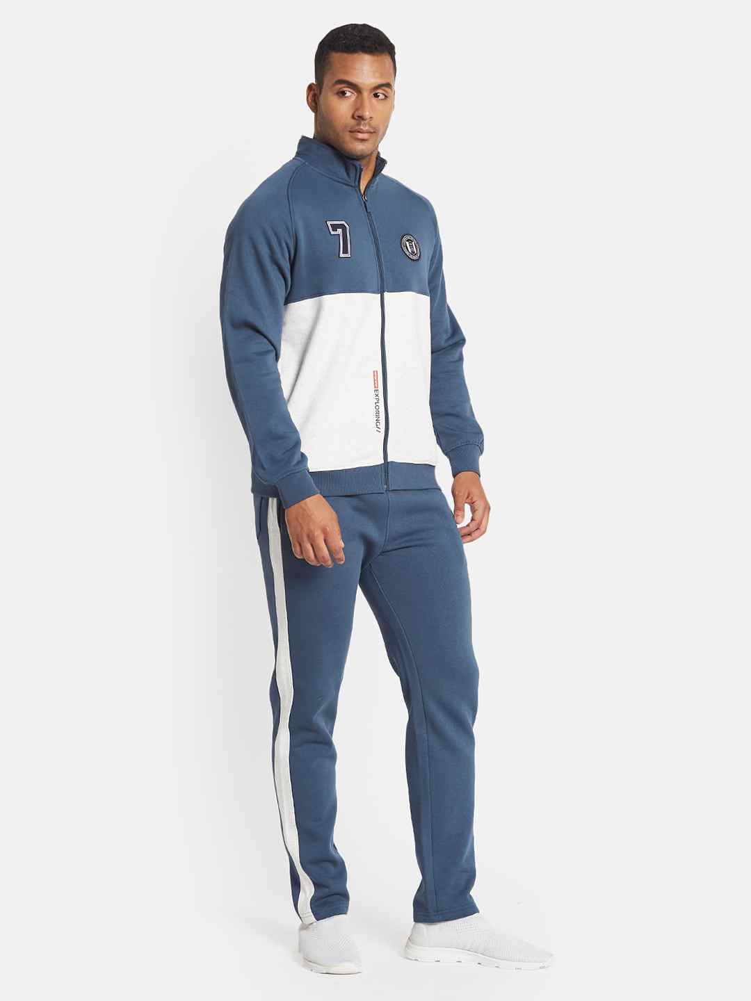 Octave Men Colourblocked Mock Collar Long Sleeves Mid-Rise Tracksuit