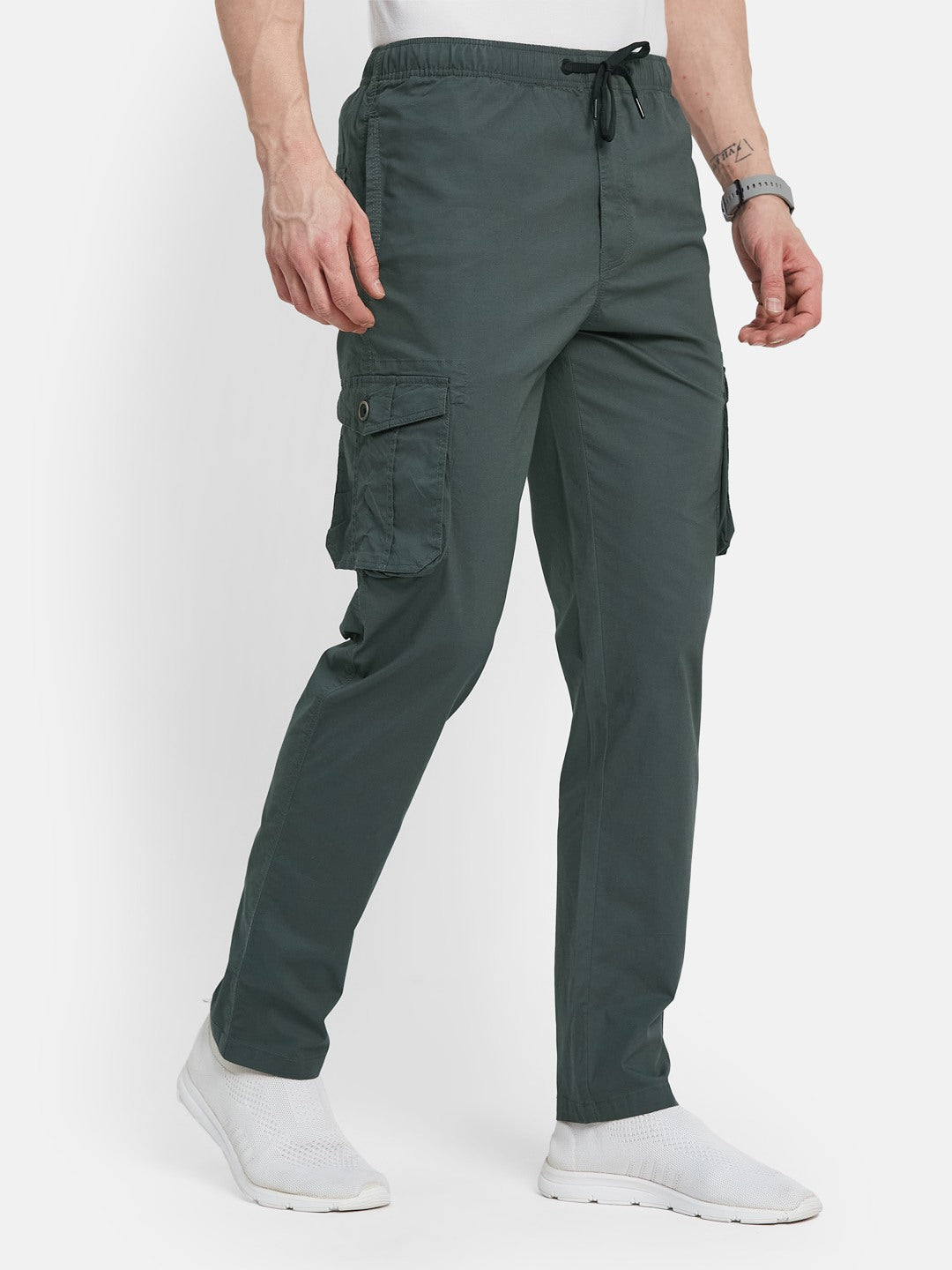 Octave Men Cotton Mid-Rise Cargo Track Pant
