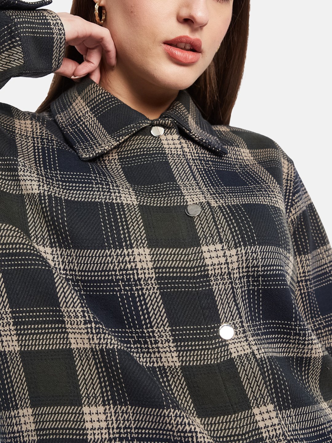 METTLE Women Spread Collar Checked Casual Shirt
