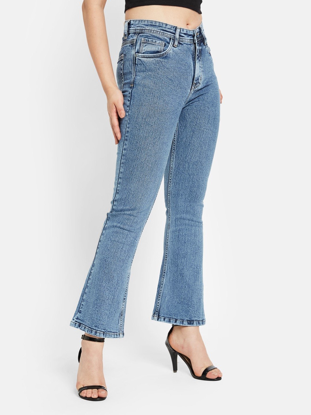 METTLE Women Bootcut Light Fade Stretchable Jeans