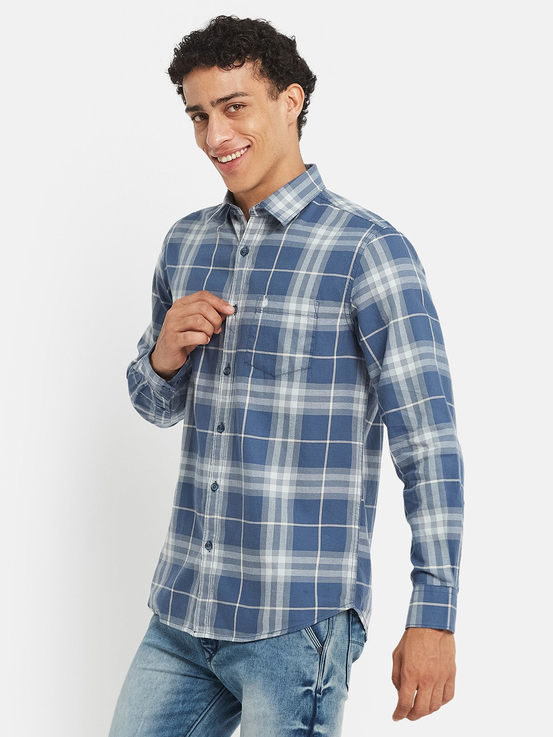 METTLE SS25 Striped Cotton Spread Collar Casual Shirt