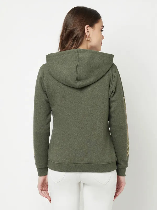 Women Olive Melange Sweatshirts