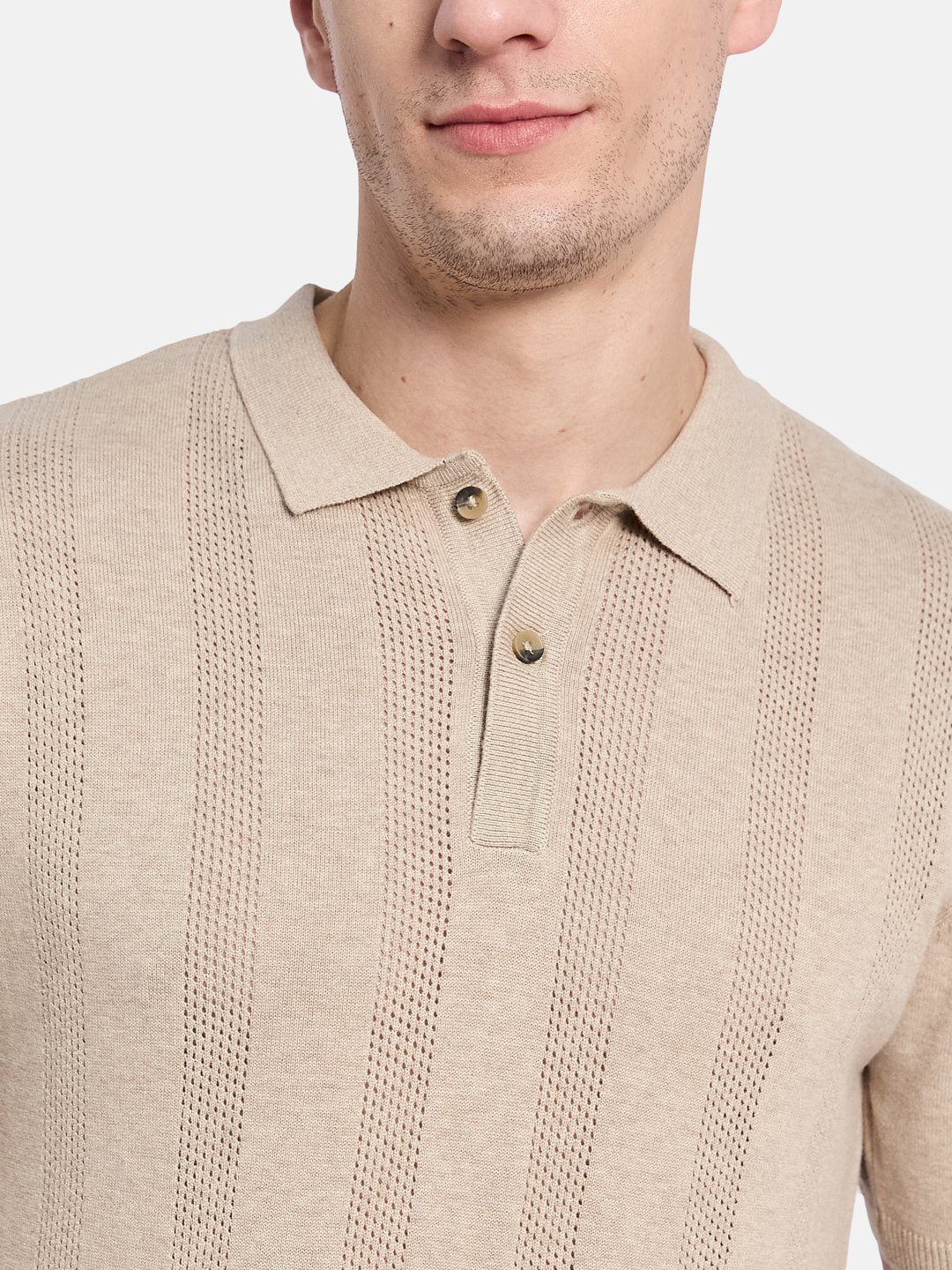 METTLE Men Striped Polo Collar T-shirt