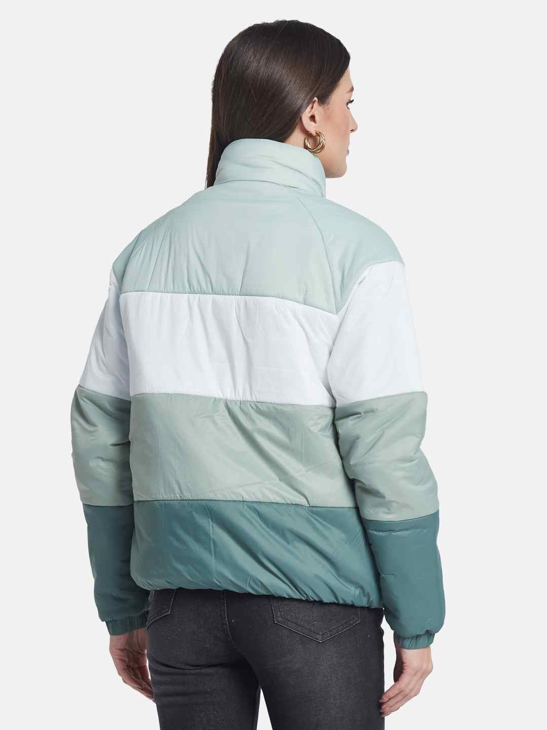 METTLE Women Colourblocked Puffer Jacket