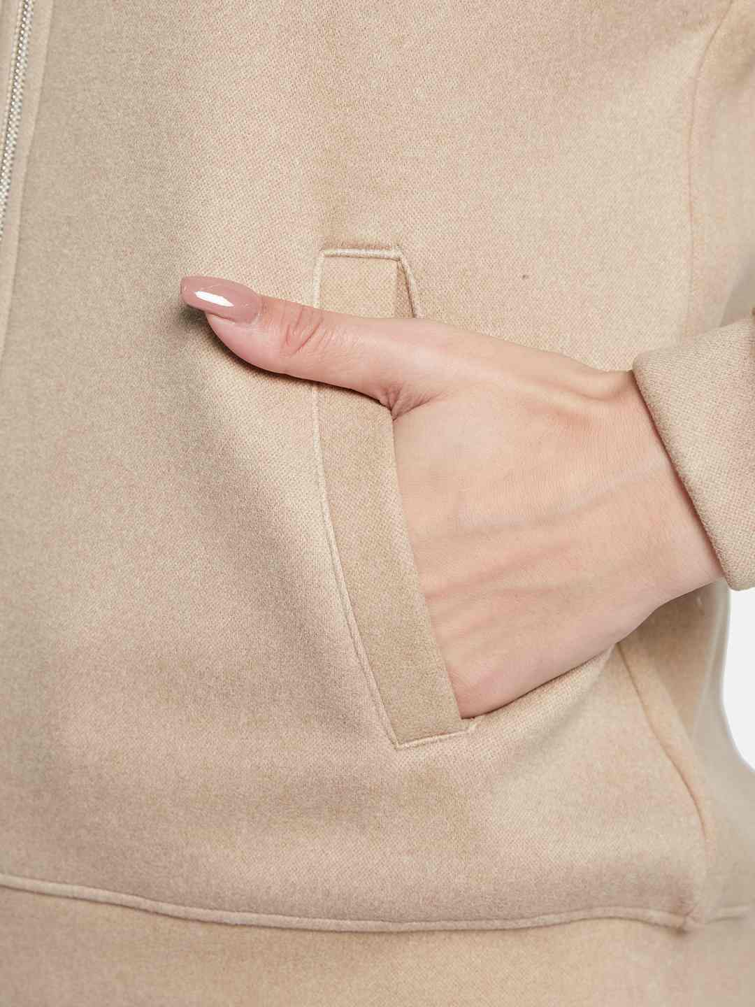 METTLE Women Mandarin Collar Long Sleeves Sweatshirt