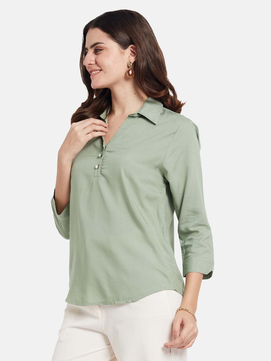 METTLE Women Shirt Style Cotton Top