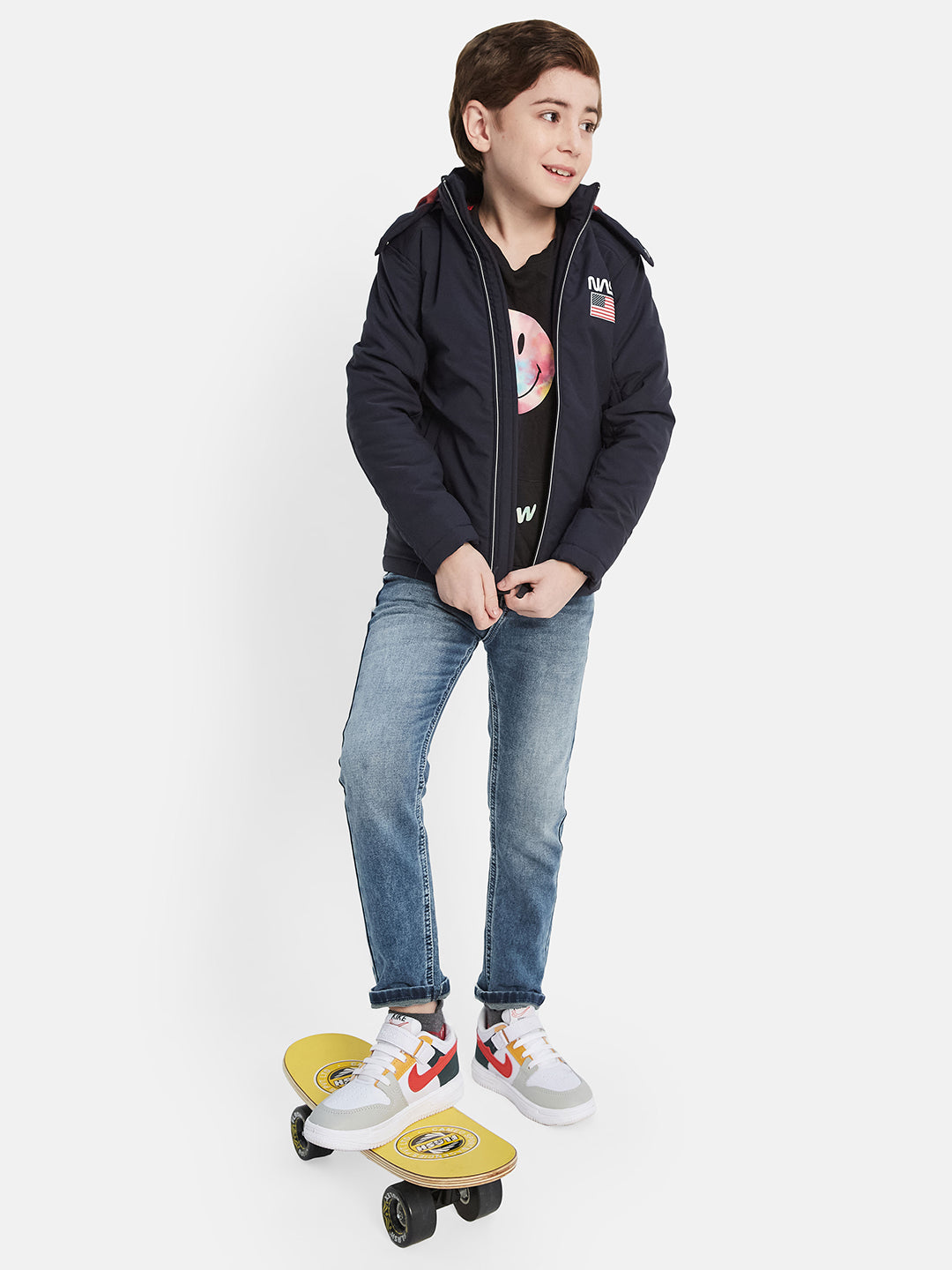 Octave Boys Nasa Printed Hooded Sporty Jacket