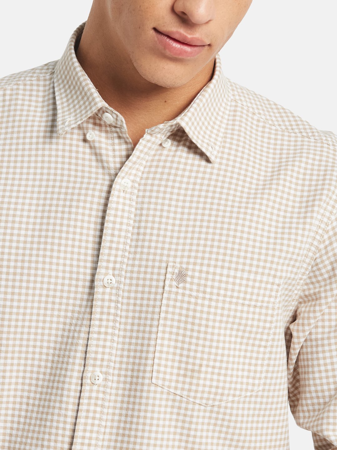 METTLE SS25 Checked Spread Collar Cotton Casual Shirt
