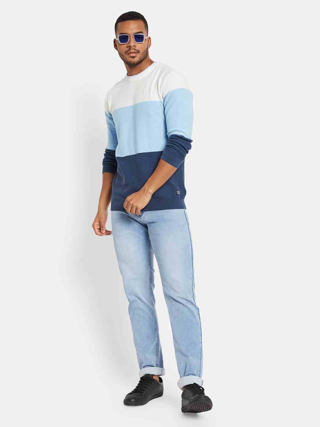 METTLE Men Colourblocked Pullover
