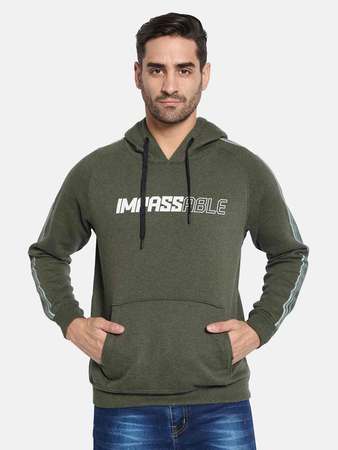 Octave Men Printed Hooded Pullover Sweatshirt