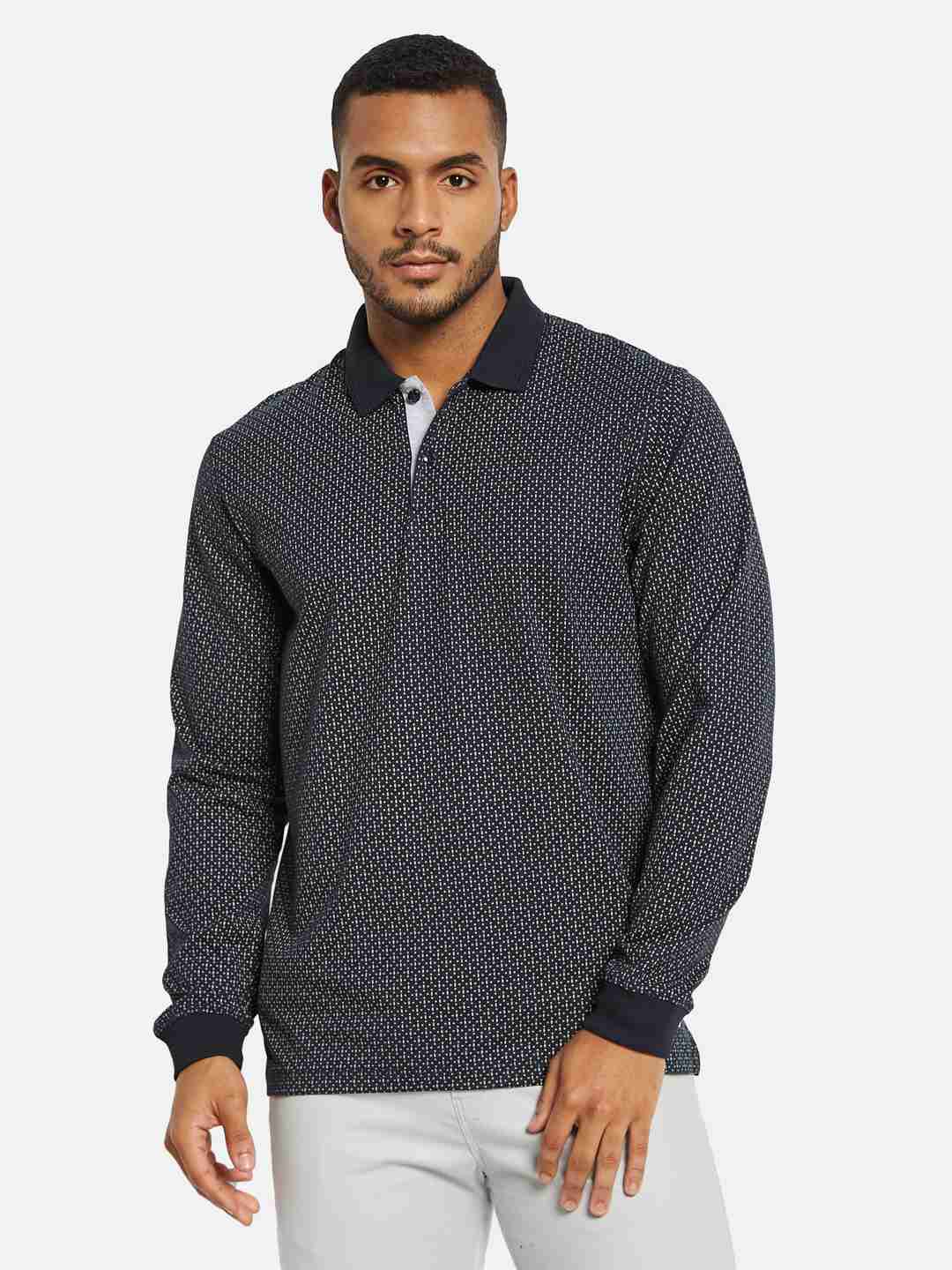 METTLE Men Printed Polo Collar Pockets T-shirt