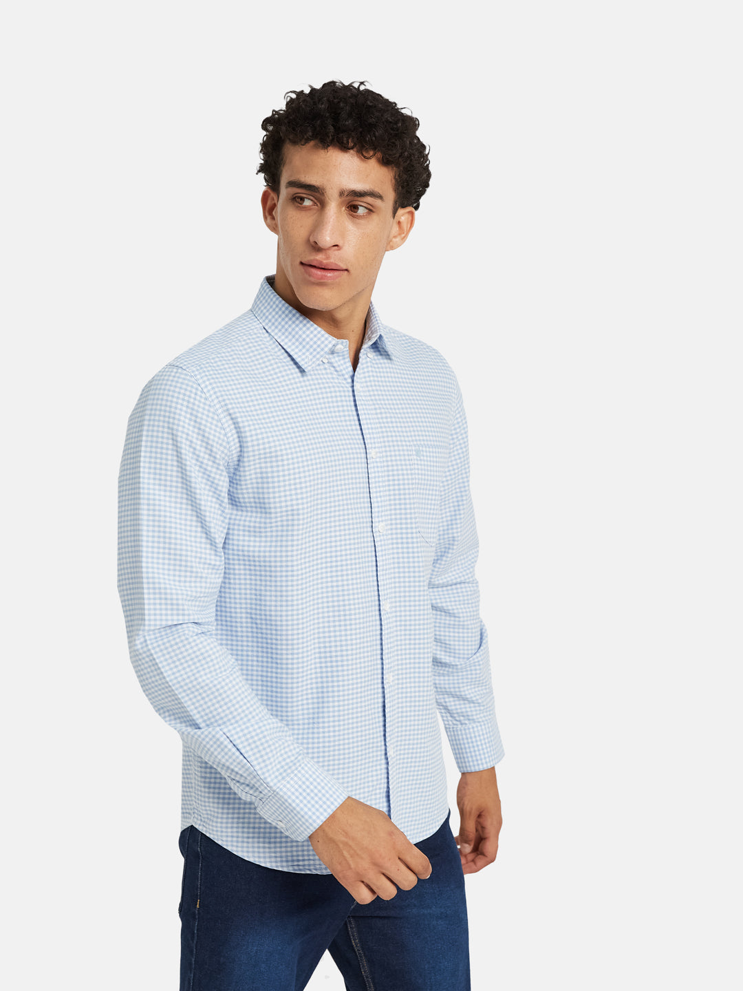 METTLE SS25 Checked Spread Collar Cotton Casual Shirt