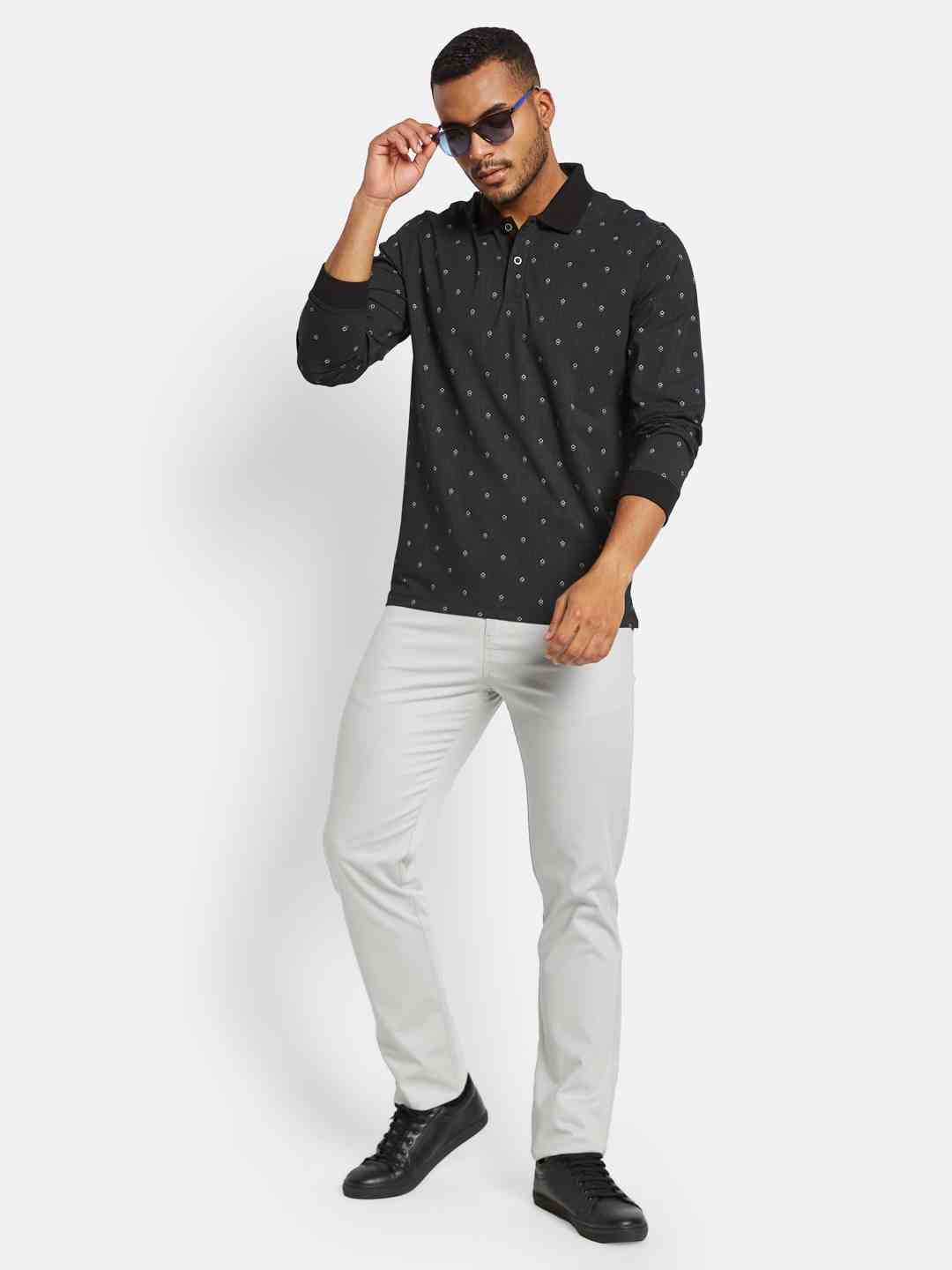 METTLE Men Printed Polo Collar T-shirt