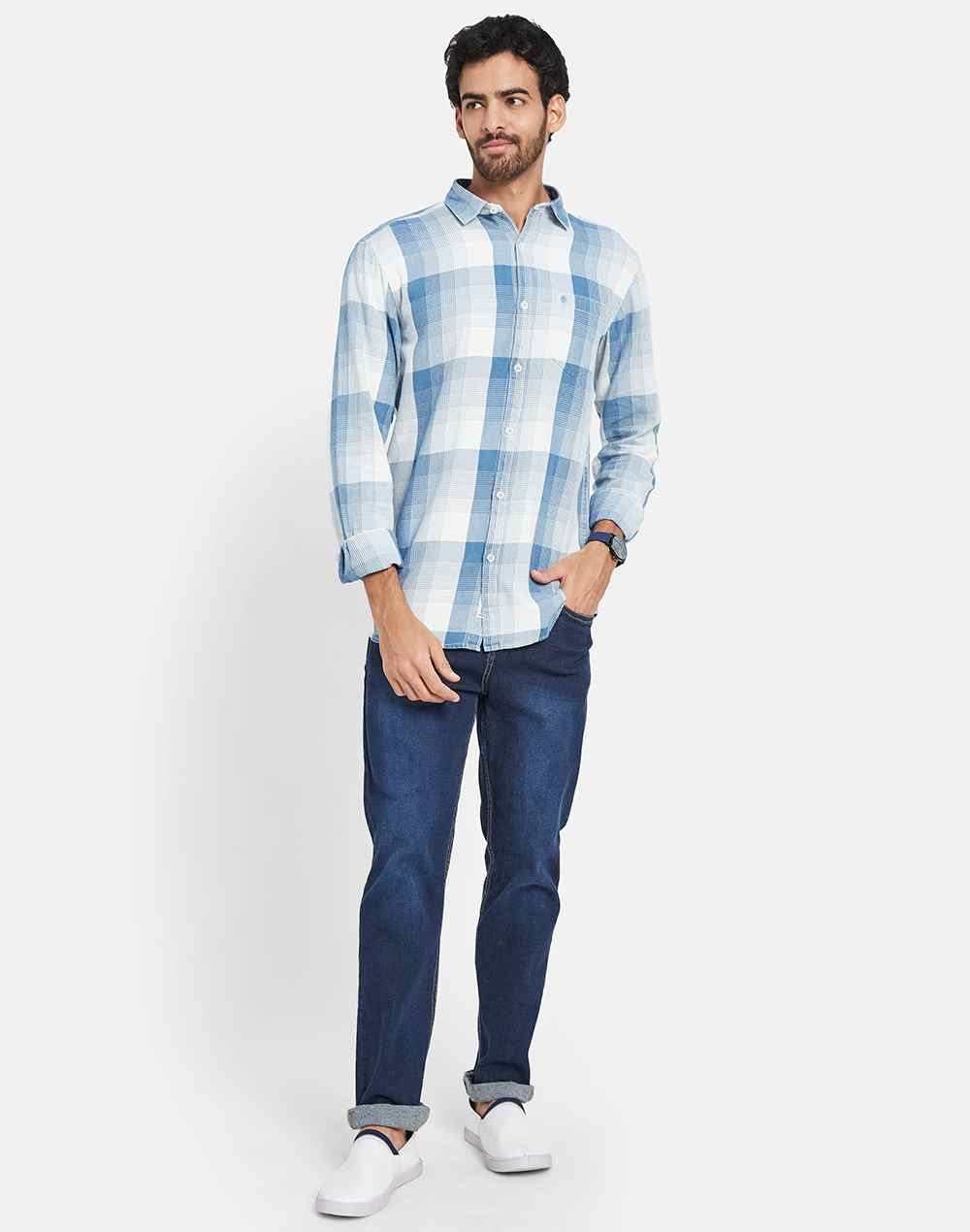 Mettle Checked Cotton Casual Shirt