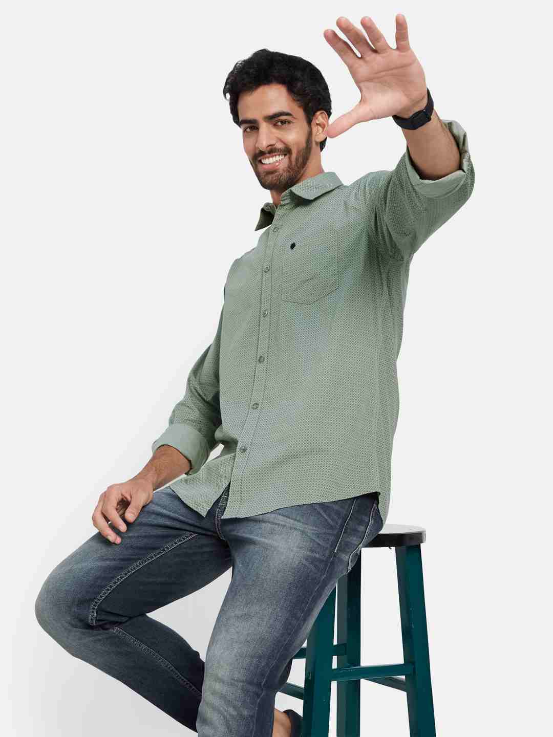 Mettle Micro Ditsy Printed Cotton Casual Shirt