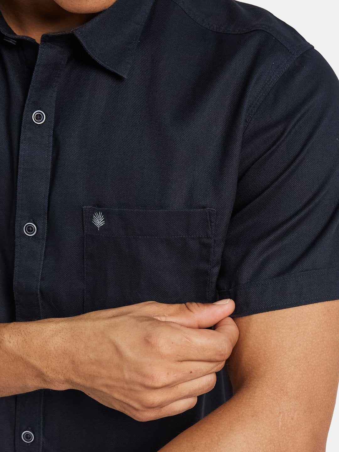 METTLE Spread Collar Cotton Short Sleeves Cotton Casual Shirt