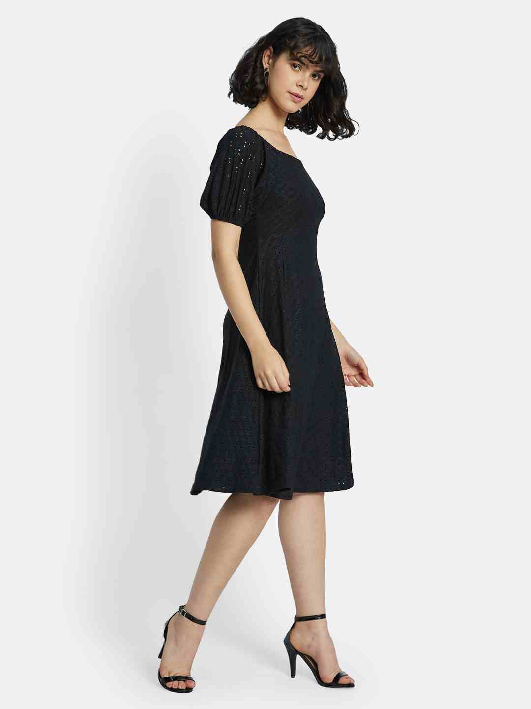 METTLE Puff Sleeve Fit & Flare Dress