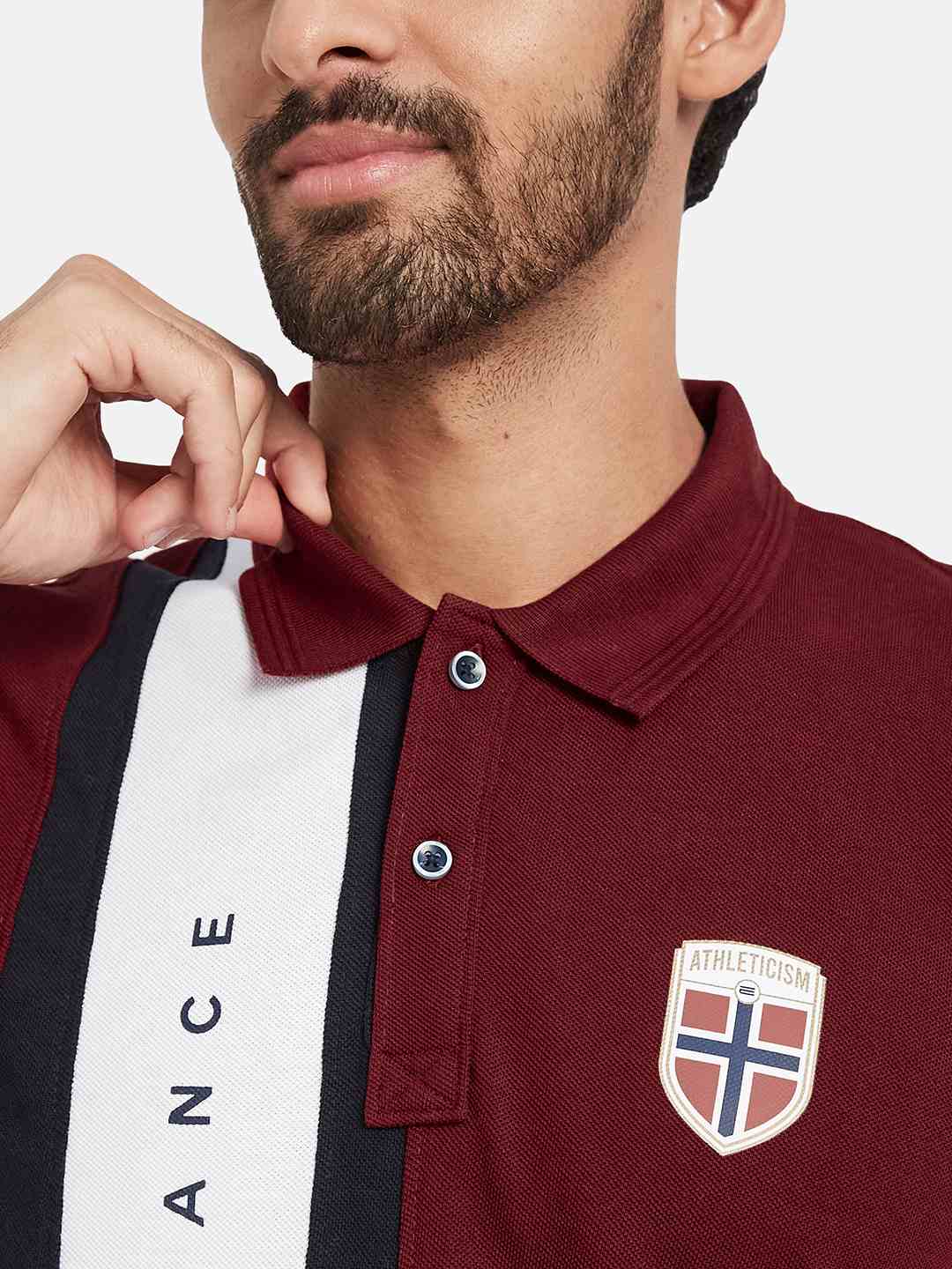 Mettle Typography Printed Polo Collar Cotton T-Shirt