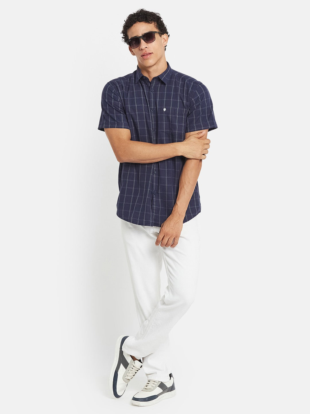 METTLE Checked Short Sleeves Cotton Shirt