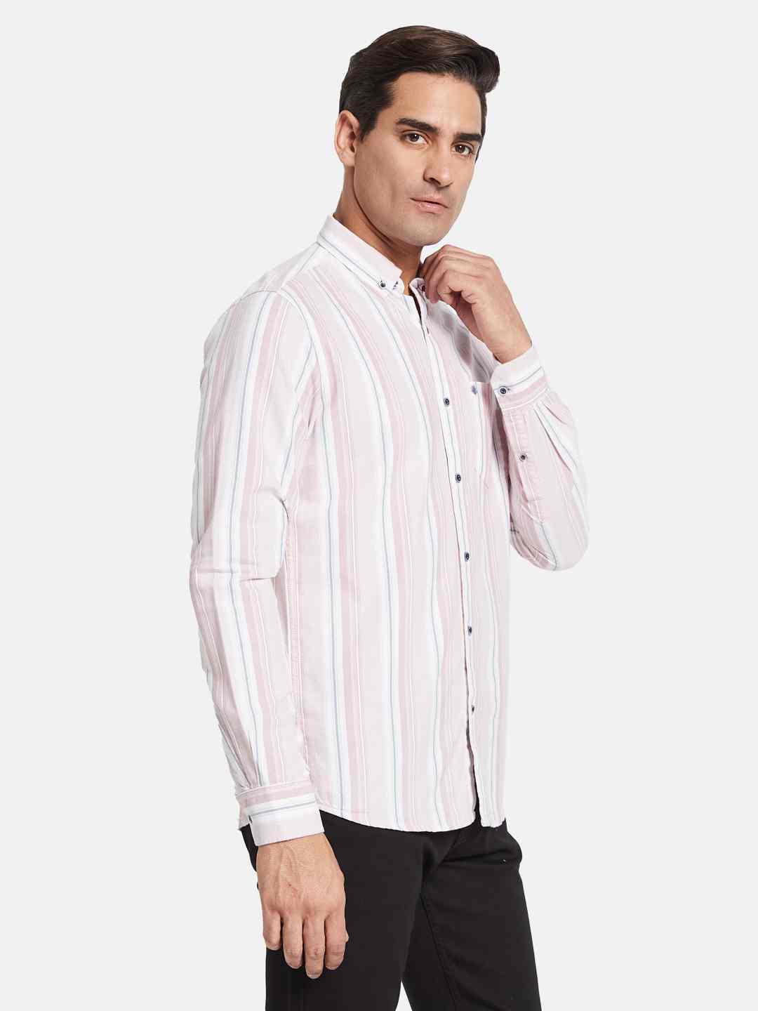 METTLE Men Multi Stripes Opaque Striped Casual Shirt