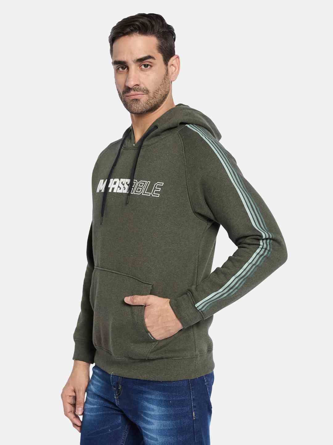 Octave Men Printed Hooded Pullover Sweatshirt