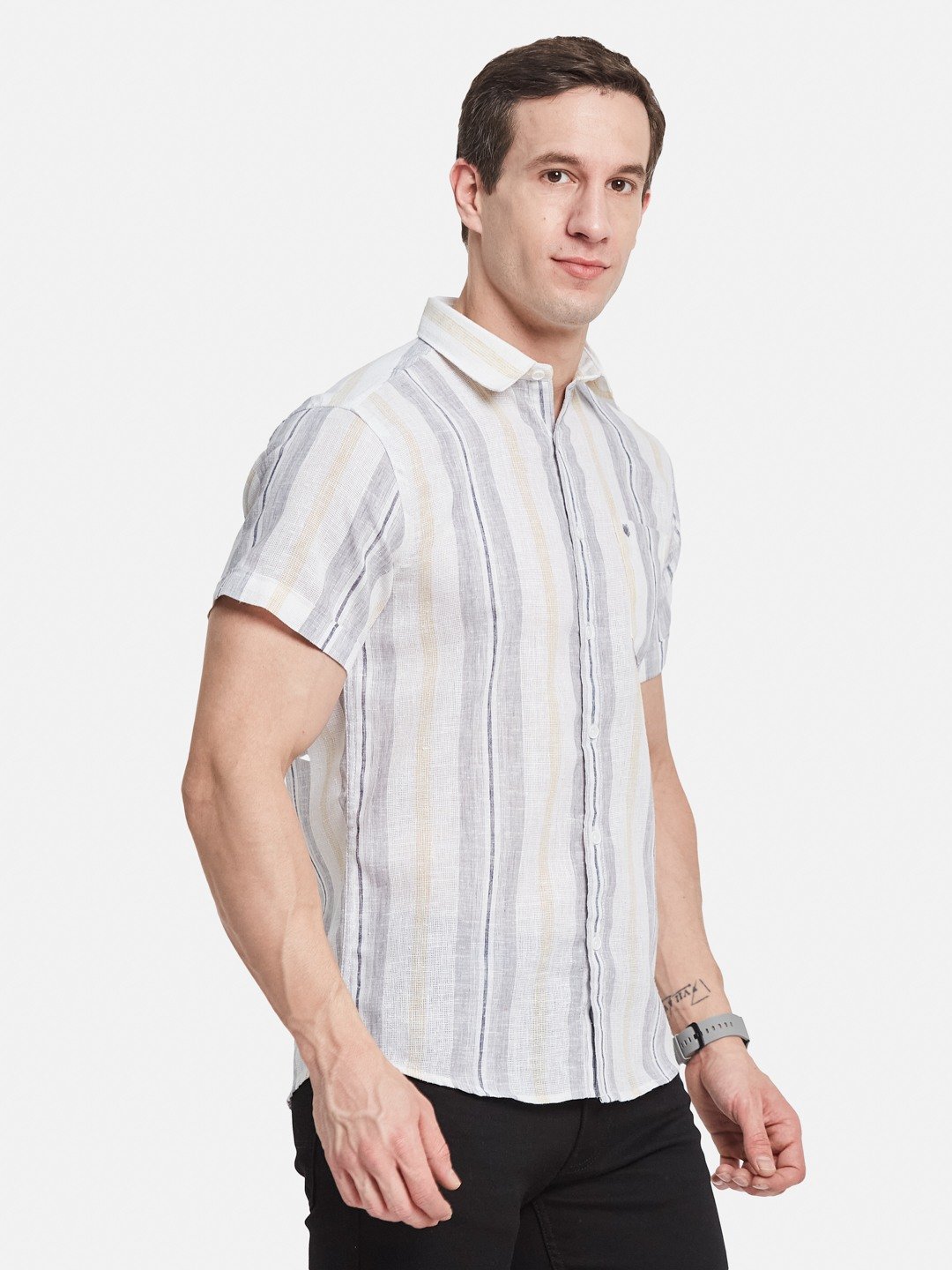 METTLE Men Multi Stripes Opaque Striped Casual Shirt
