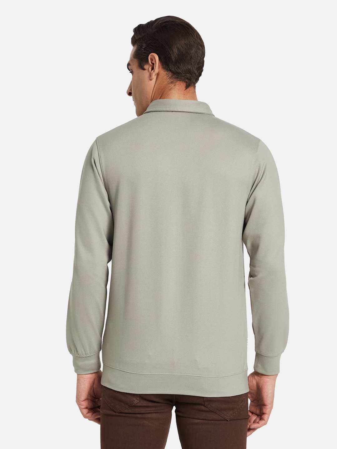 Octave Men Checked Shirt Collar Sweatshirt