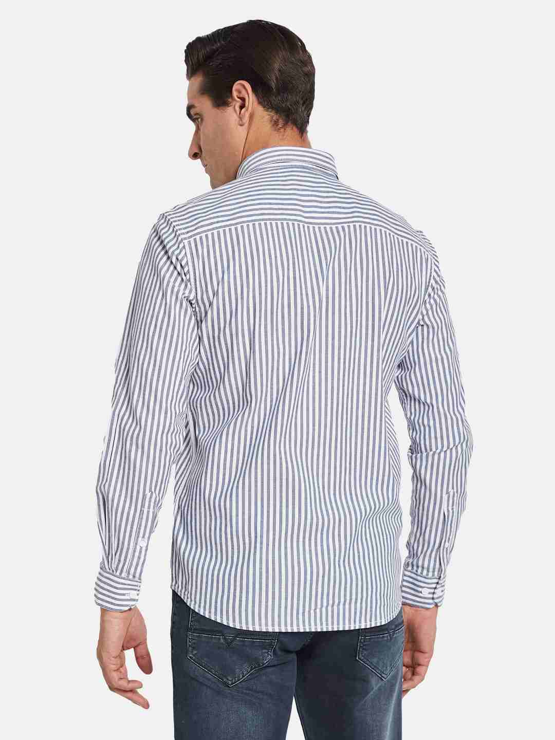 METTLE Men Multi Stripes Opaque Striped Casual Shirt