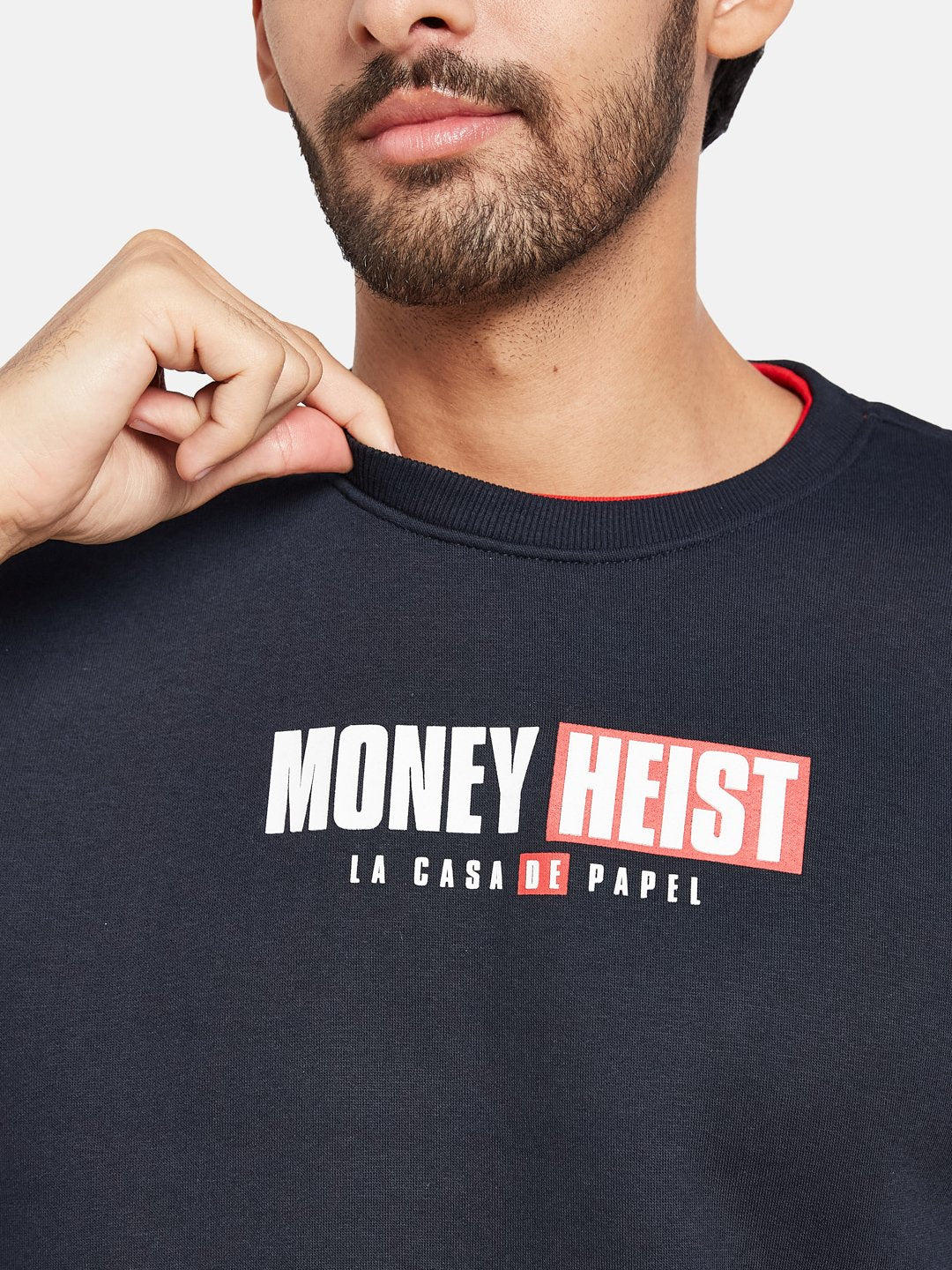 Octave Men Navy Blue Printed Sweatshirt