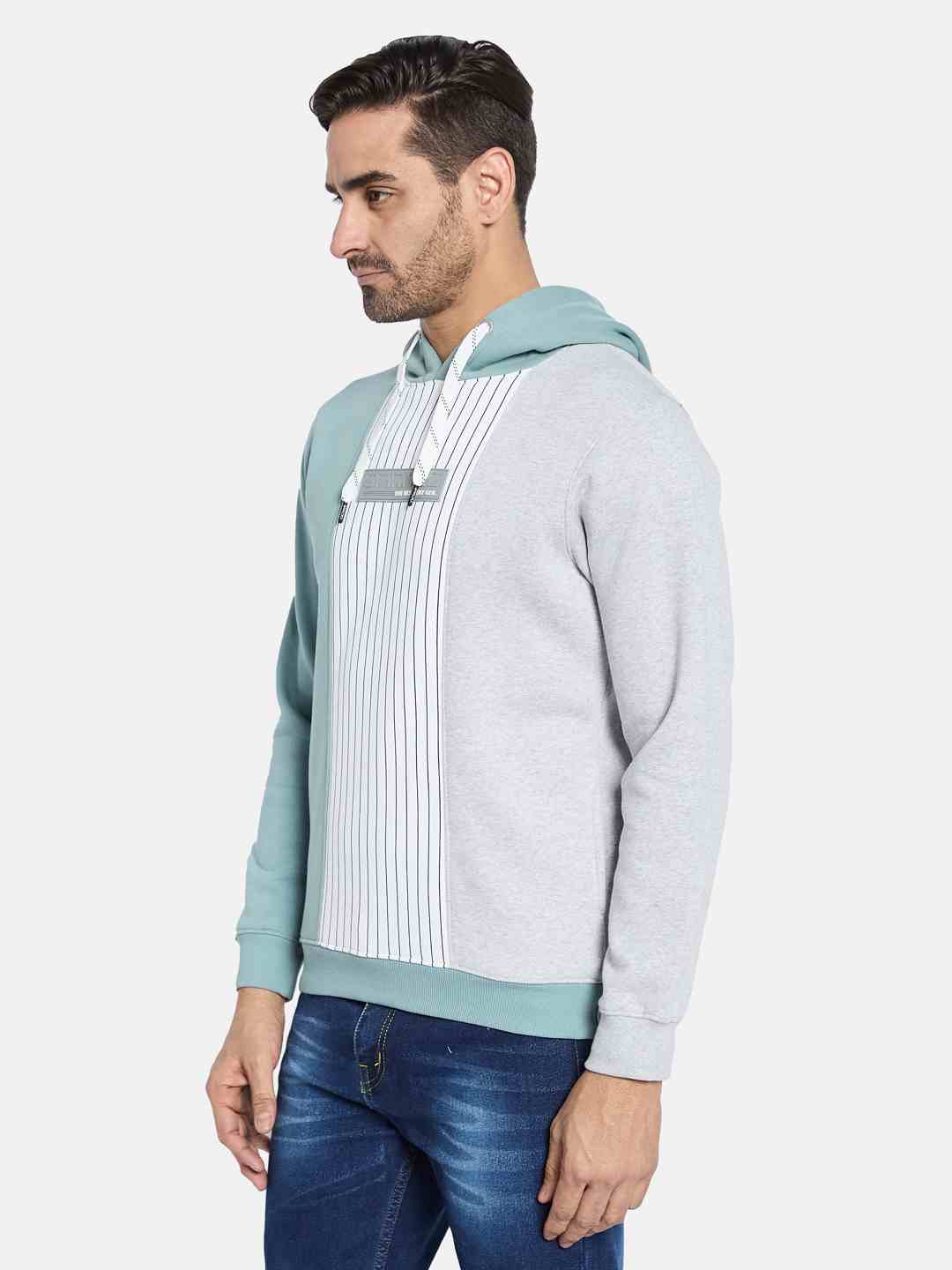 Octave Men Colourblocked Hooded Sweatshirt