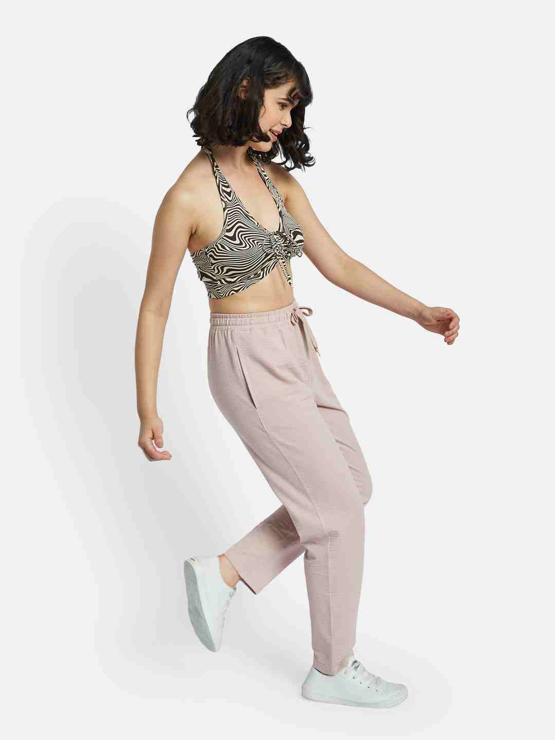 METTLE Women Textured Cotton Track Pants
