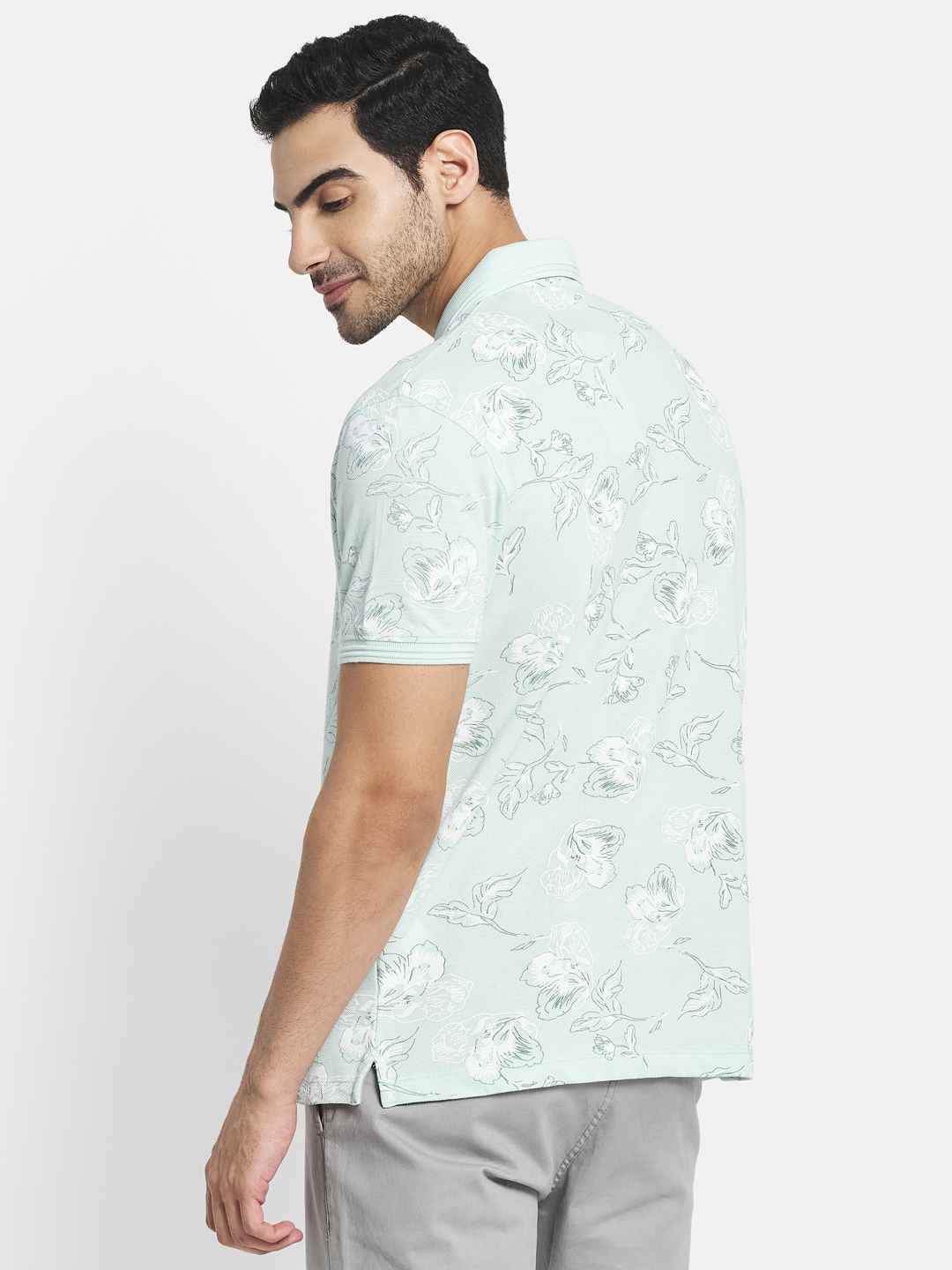 Octave Men Green Polo Collar T-Shirt
