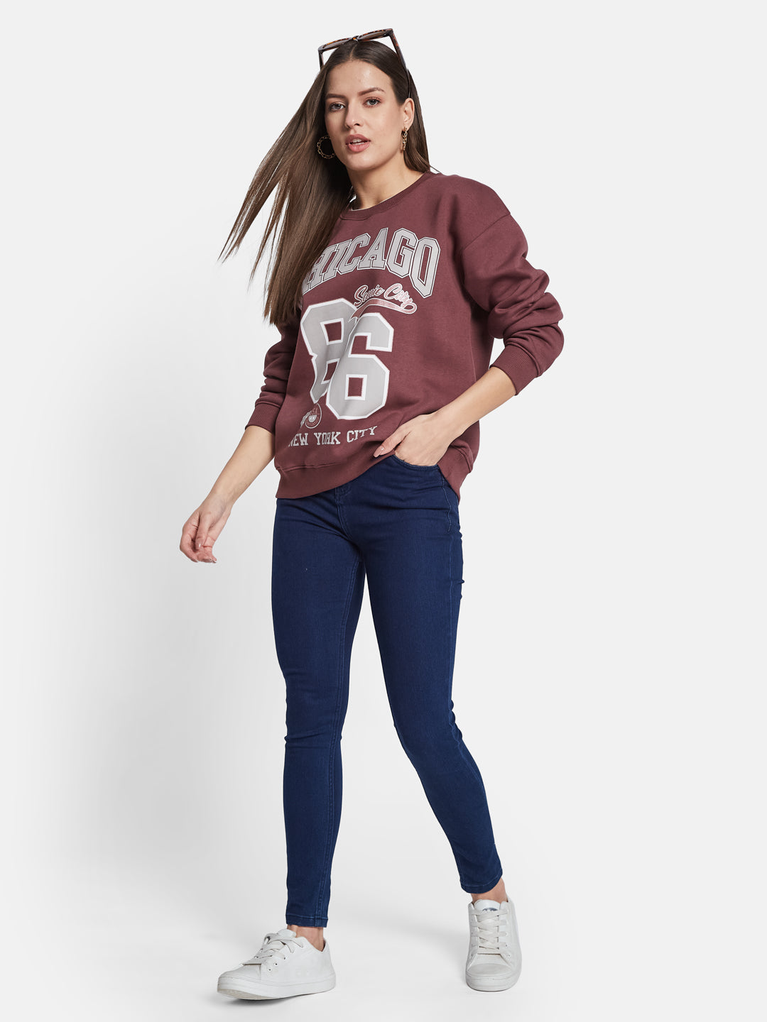 METTLE Women Cotton Printed Sweatshirt