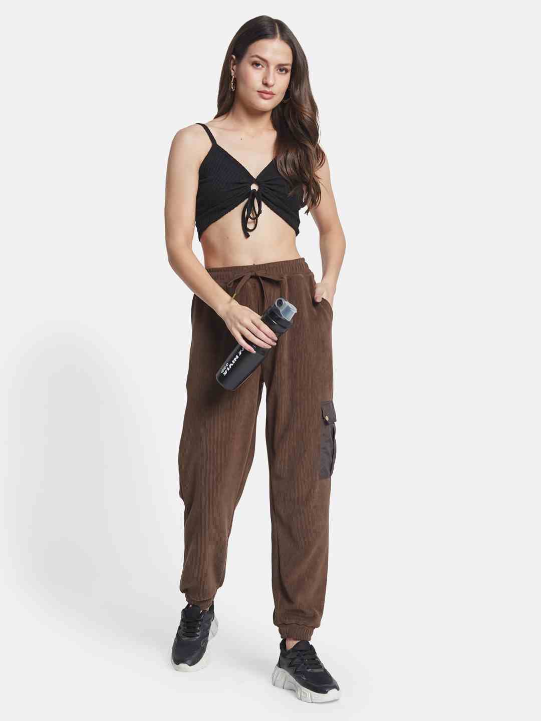 METTLE Women Regular Fit Mid Rise Fleece Joggers