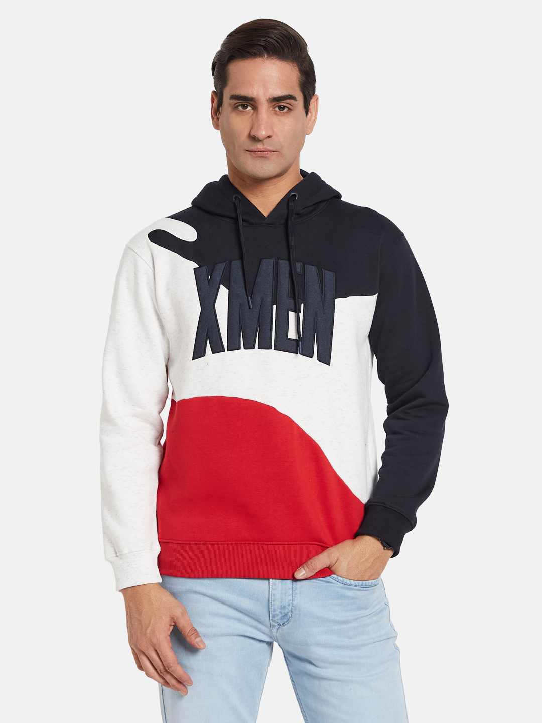Octave Men Colourblocked Hooded Sweatshirt