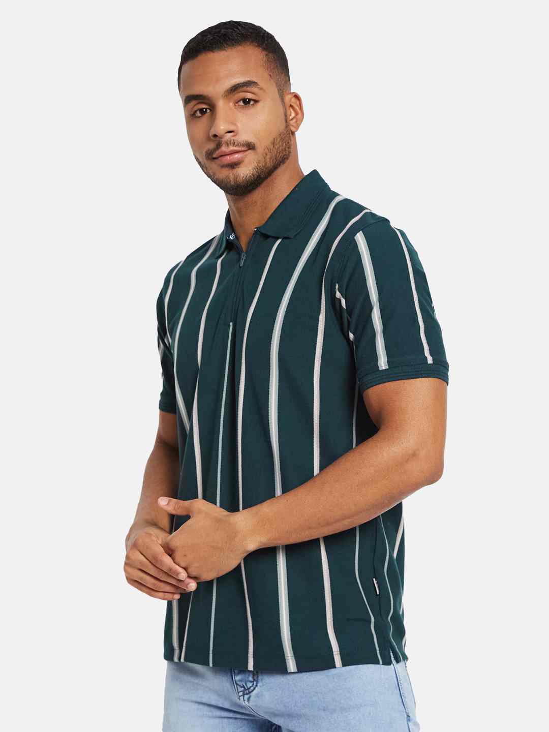 Octave Men Colourblocked Polo Collar T-shirt