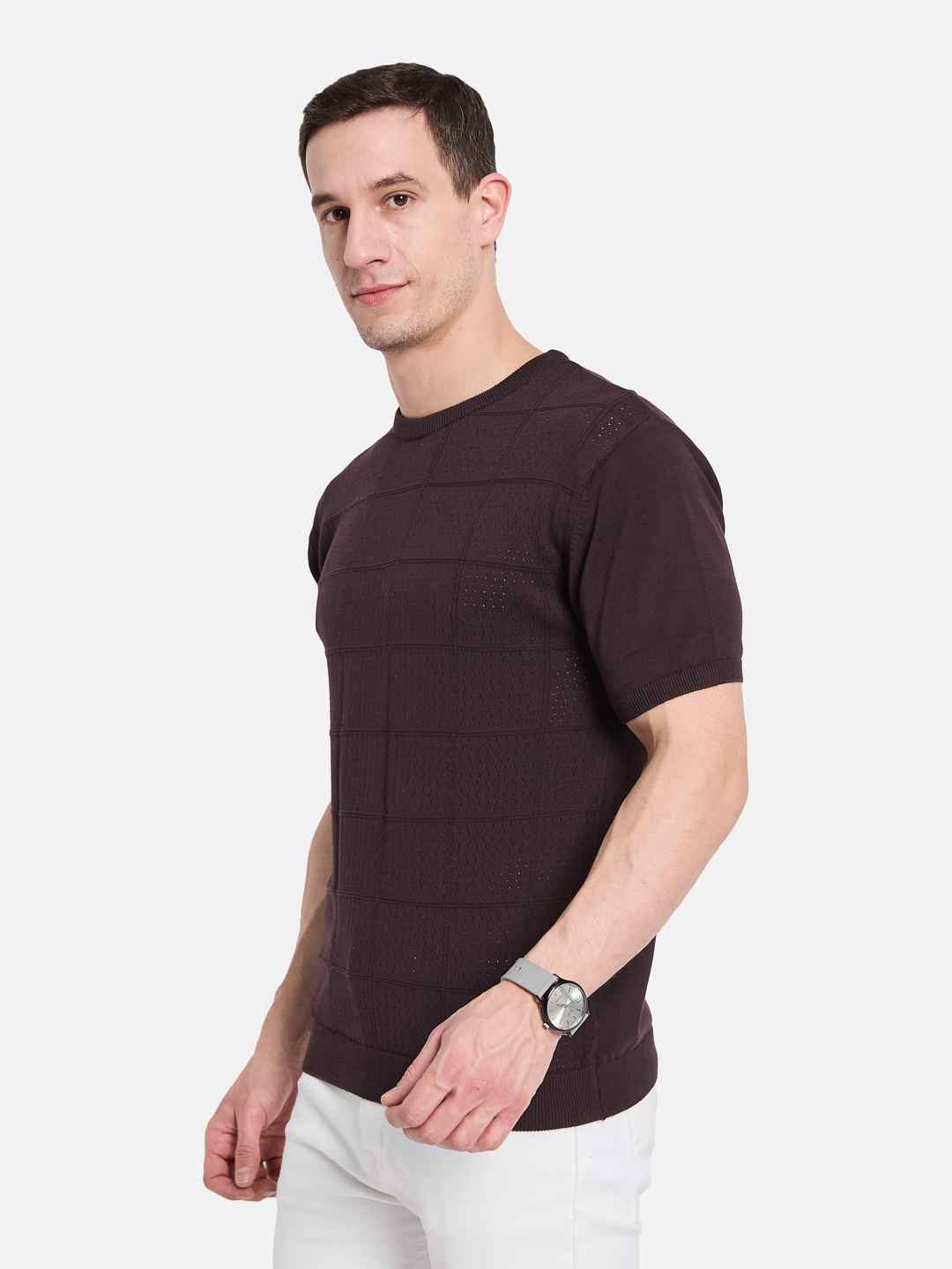 METTLE Men Checked T-shirt
