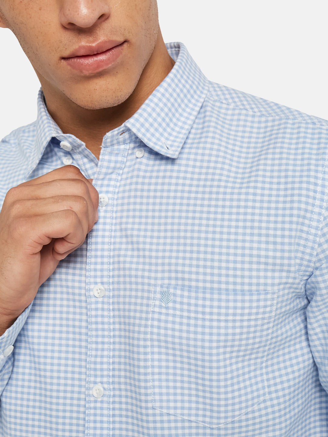 METTLE SS25 Checked Spread Collar Cotton Casual Shirt