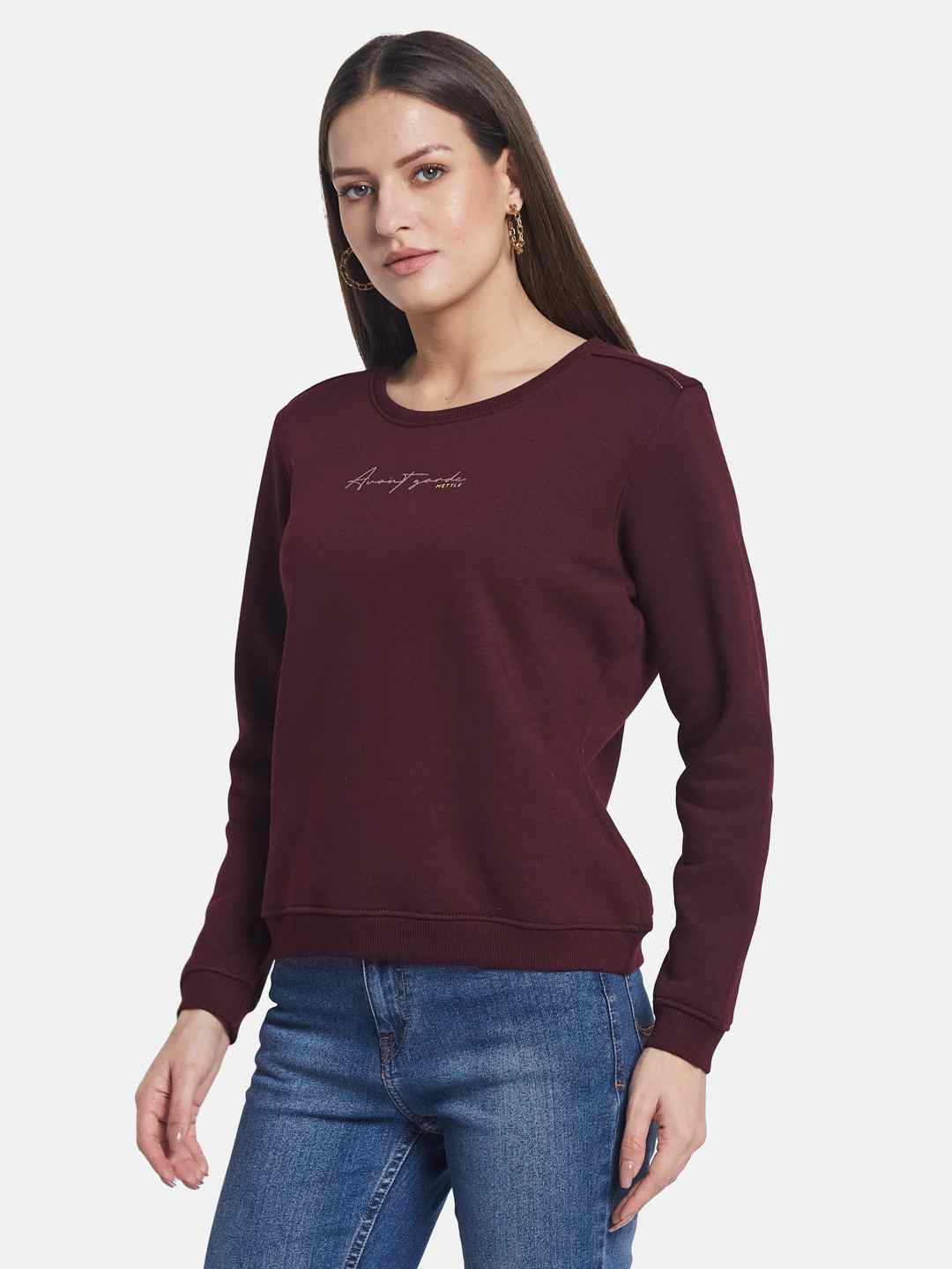 METTLE Women Round Neck Pullover Sweatshirt