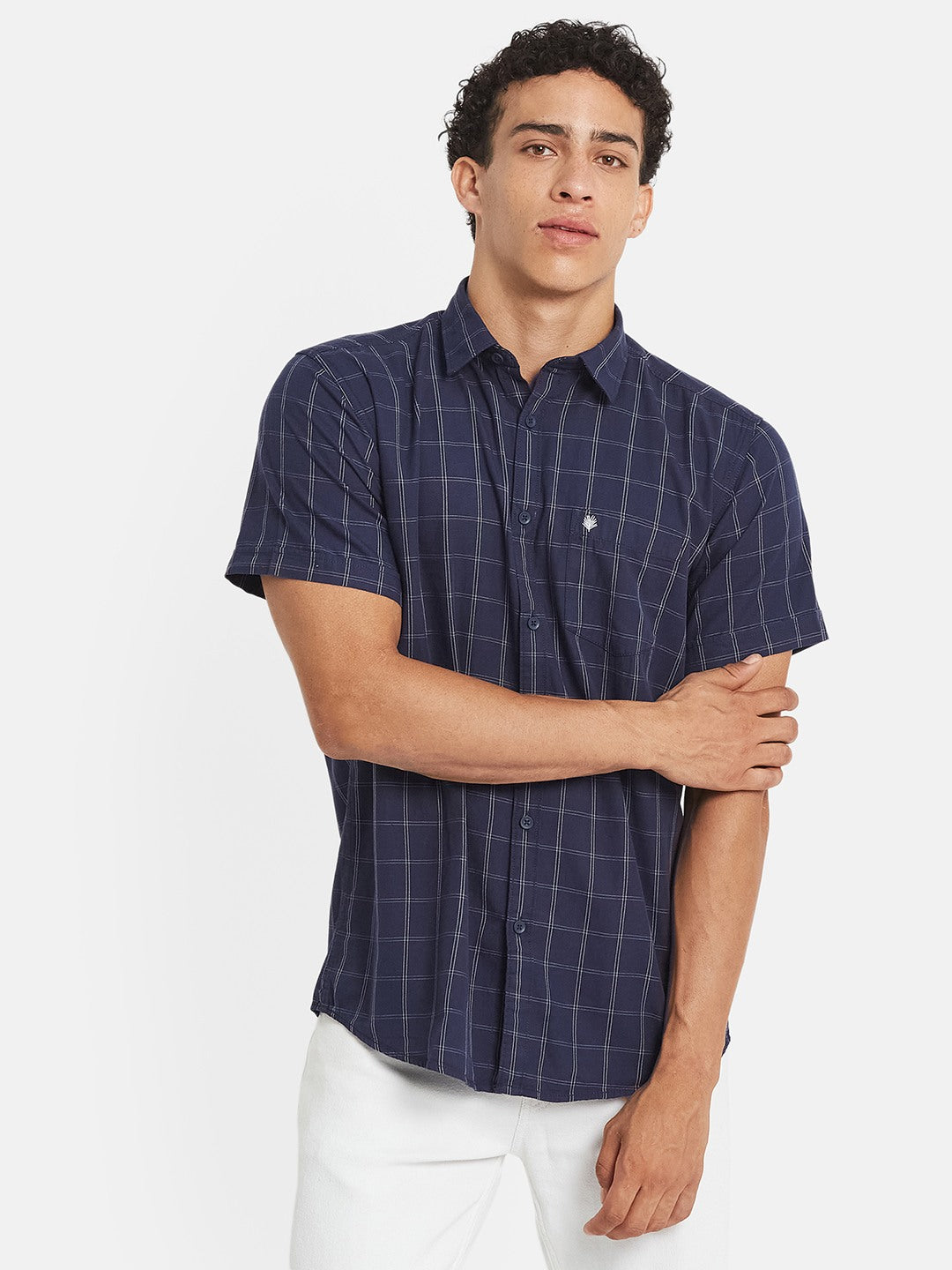 METTLE Checked Short Sleeves Cotton Shirt