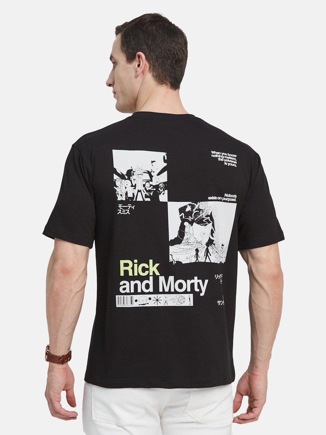 OVERSIZED WARNER BROTHERS BACK PRINT ROUND NECK SEER SUCKER T-SHIRT