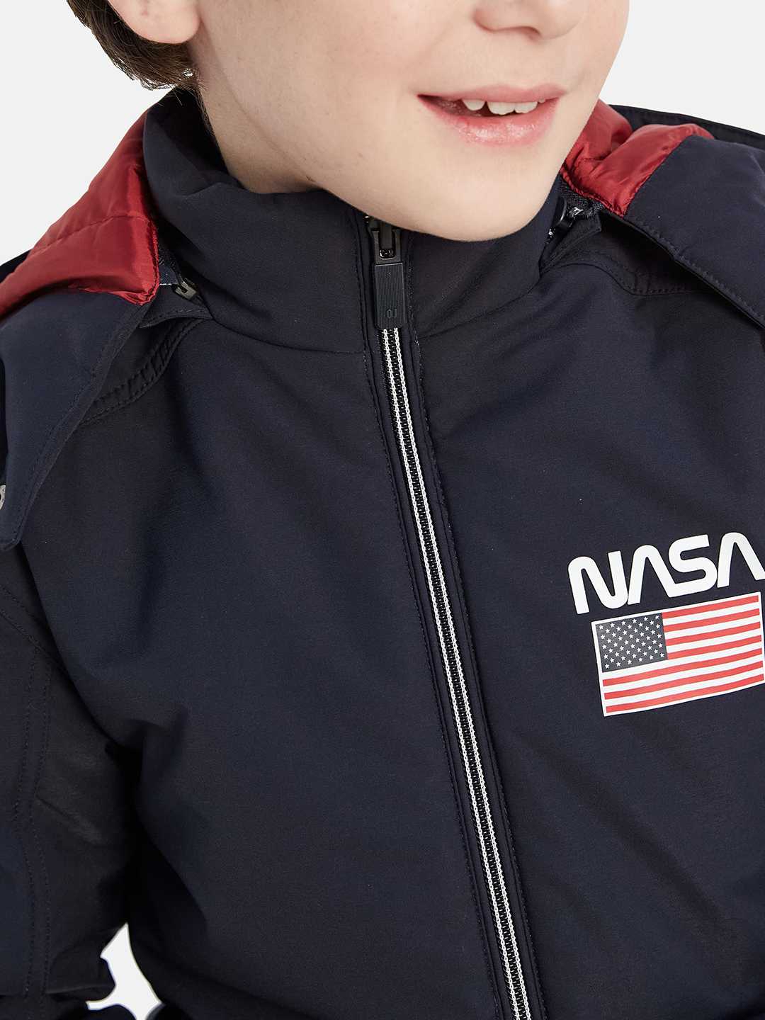 Octave Boys Nasa Printed Hooded Sporty Jacket